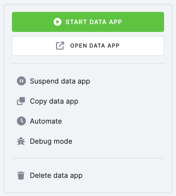 Actions menu